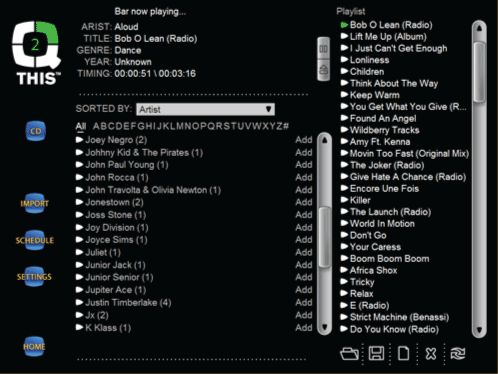 Playlist screen